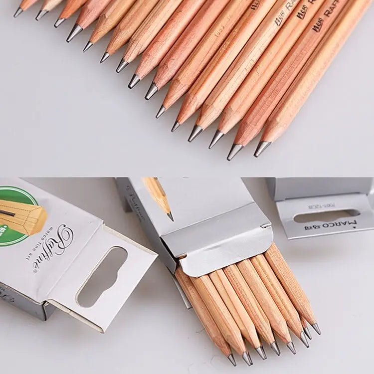 12pcs Drawing Writing Sketch Wooden Pencil Pre-sharpened 2B Art Graphite Pencils - 2B