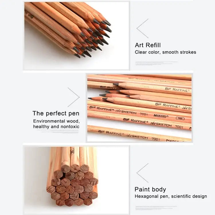 12pcs Drawing Writing Sketch Wooden Pencil Pre-sharpened 2B Art Graphite Pencils - 2B