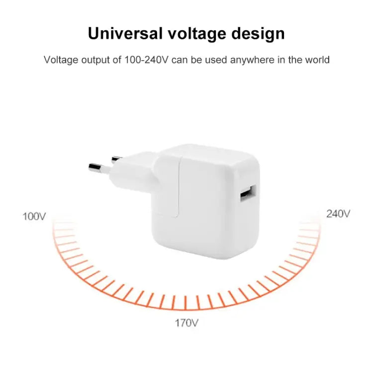 12W USB Charger + USB to 8 Pin Data Cable for iPad / iPhone / iPod Series EU Plug