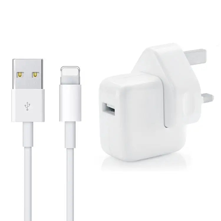 12W USB Charger + USB to 8 Pin Data Cable for iPad / iPhone / iPod Series UK Plug