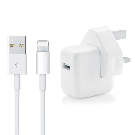 12W USB Charger + USB to 8 Pin Data Cable for iPad / iPhone / iPod Series UK Plug
