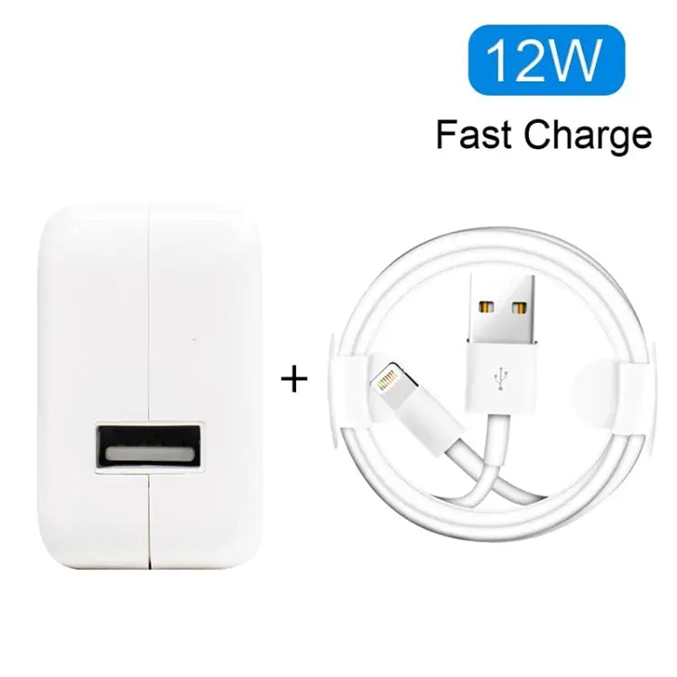 12W USB Charger + USB to 8 Pin Data Cable for iPad / iPhone / iPod Series EU Plug