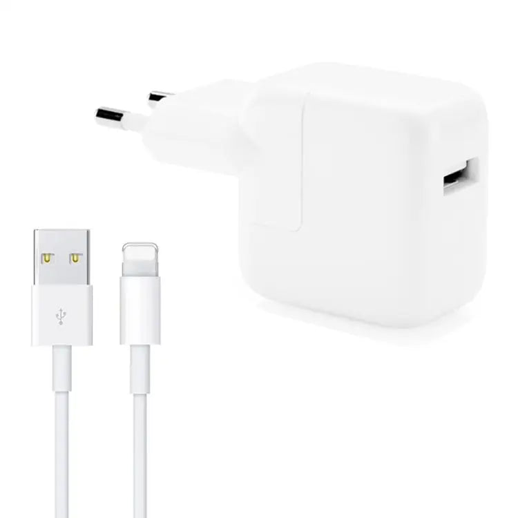 12W USB Charger + USB to 8 Pin Data Cable for iPad / iPhone / iPod Series EU Plug
