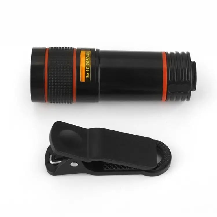 12X Telephoto Telescope Camera Zoom Mobile Phone External Lens - Black