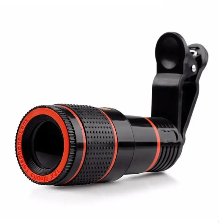 12X Telephoto Telescope Camera Zoom Mobile Phone External Lens - Black