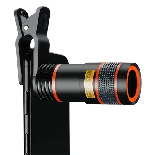 12X Telephoto Telescope Camera Zoom Mobile Phone External Lens - Black