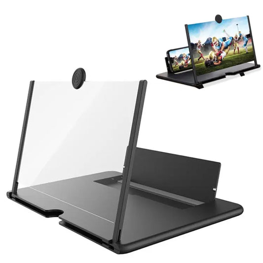 14 inch 3D Mobile Phone Screen Stretching Bracket Amplifier Black White - Black