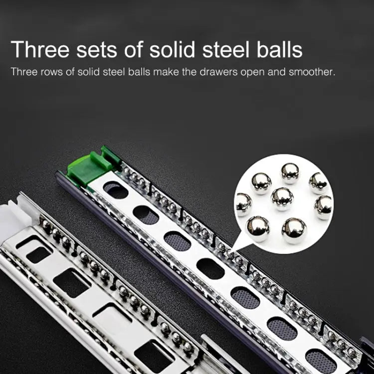 14 inches 3-section Mute Stainless Steel Sliding Drawer Slides Ball Slide Rail Length: 35cm 14 inches - 14 inches