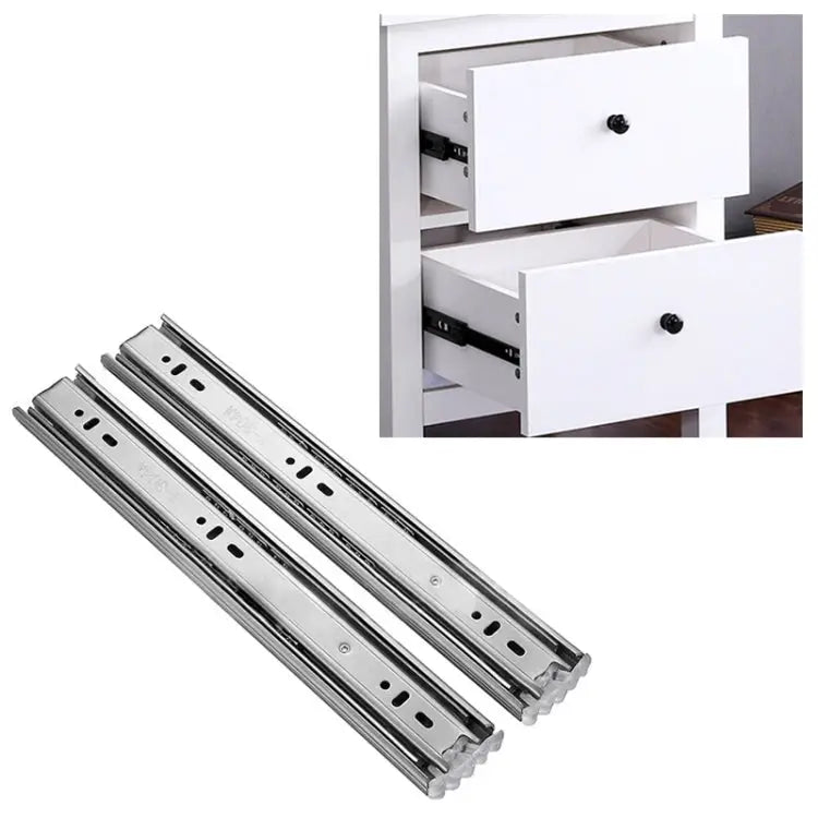 14 inches 3-section Mute Stainless Steel Sliding Drawer Slides Ball Slide Rail Length: 35cm 14 inches - 14 inches