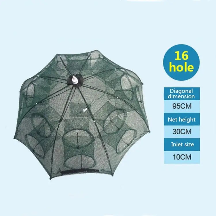16 Holes Automatic Foldable Fishing Net Nylon Shrimp Crab Minnow Trap Fish Cast Net Fishing Tackle 16 Holes - 16 Holes