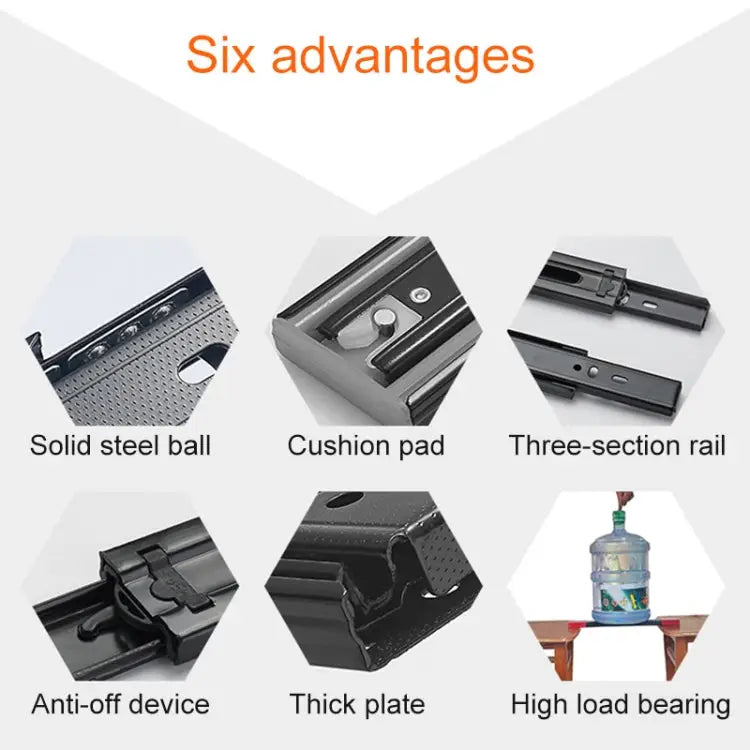16 inches 3-section Mute Stainless Steel Sliding Drawer Slides Ball Slide Rail Length: 40cm 16 inches - 16 inches