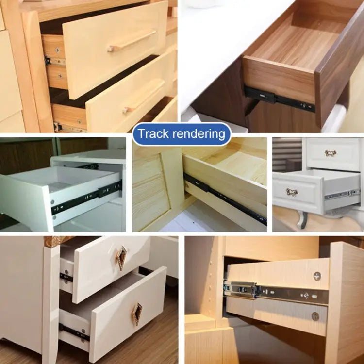 16 inches 3-section Mute Stainless Steel Sliding Drawer Slides Ball Slide Rail Length: 40cm 16 inches - 16 inches