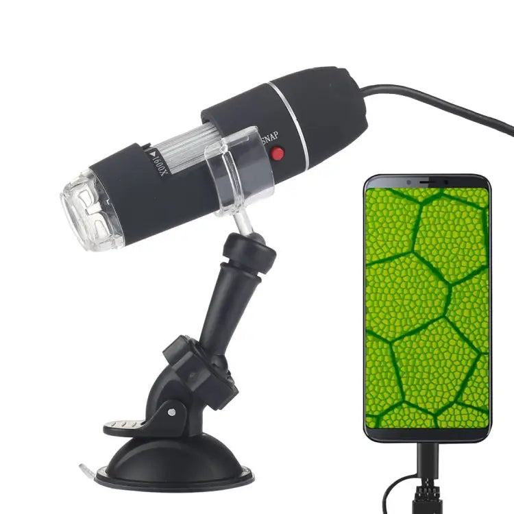 1600X Magnifier HD 0.3MP Image Sensor 2 in 1 USB Digital Microscope with 8 LED & Professional Stand 1600X - 1600X
