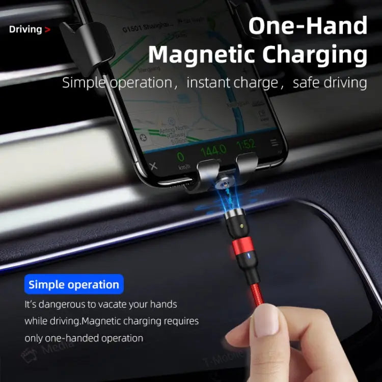 1m 2A Output 3 in 1 USB to 8 Pin + USB-C / Type-C + Micro USB Nylon Braided Rotate Magnetic Charging Cable