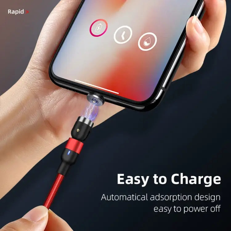 1m 2A Output 3 in 1 USB to 8 Pin + USB-C / Type-C + Micro USB Nylon Braided Rotate Magnetic Charging Cable