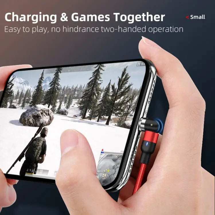 1m 2A Output 3 in 1 USB to 8 Pin + USB-C / Type-C + Micro USB Nylon Braided Rotate Magnetic Charging Cable