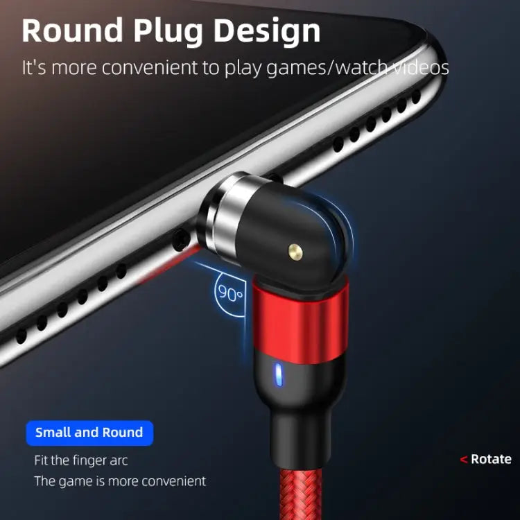 1m 2A Output 3 in 1 USB to 8 Pin + USB-C / Type-C + Micro USB Nylon Braided Rotate Magnetic Charging Cable