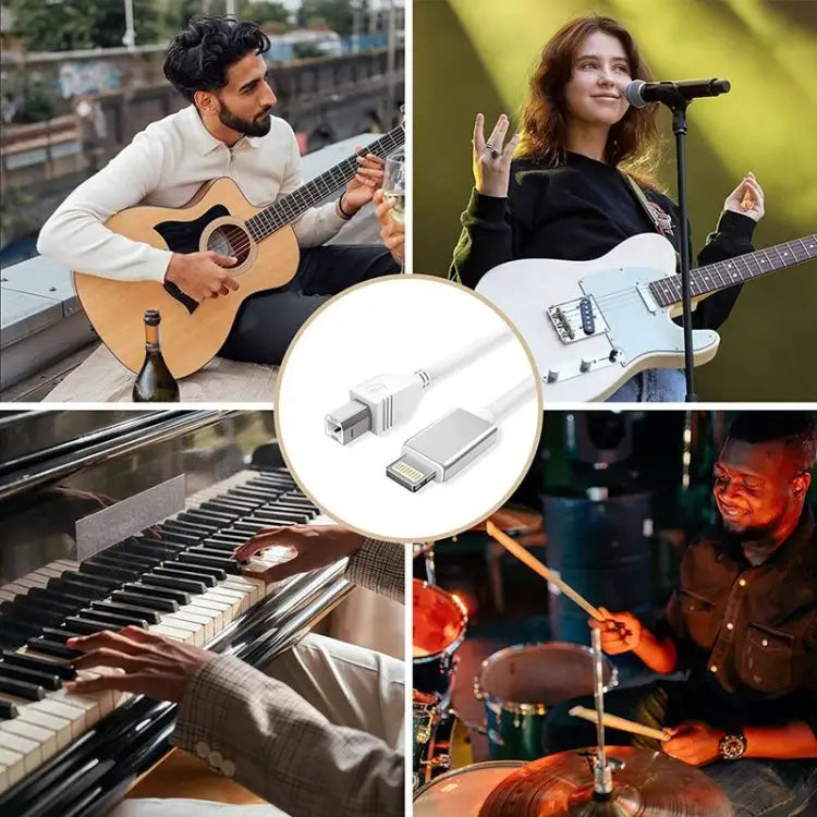 1m 8 Pin to USB-B MIDI Cable for iPad / iPhone - 8 Pin