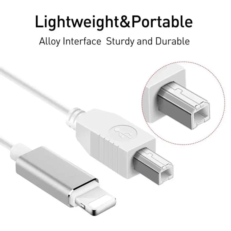 1m 8 Pin to USB-B MIDI Cable for iPad / iPhone - 8 Pin