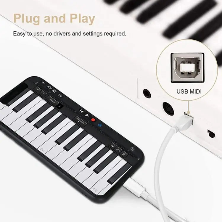 1m 8 Pin to USB-B MIDI Cable for iPad / iPhone - 8 Pin