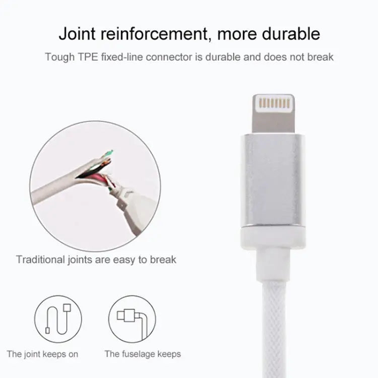 1m Net Style Metal Head 8 Pin to USB Data / Charger Cable