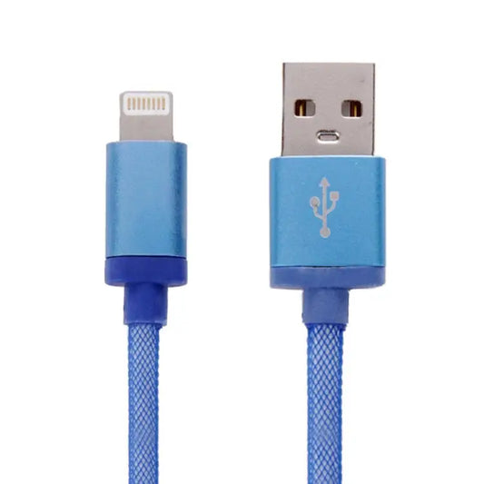 1m Net Style Metal Head 8 Pin to USB Data / Charger Cable - Blue