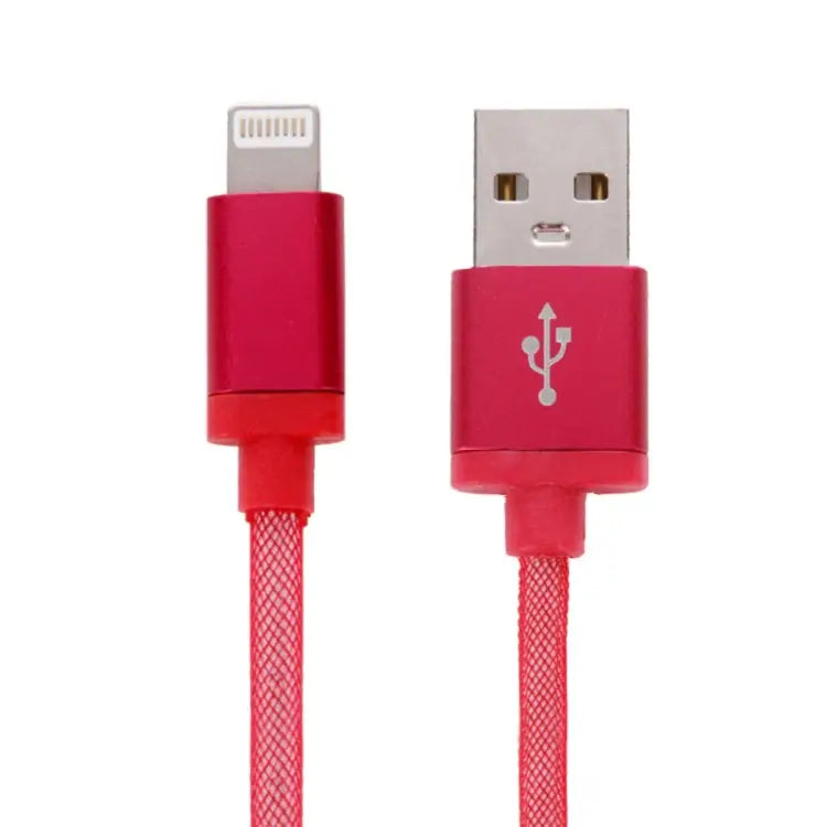 1m Net Style Metal Head 8 Pin to USB Data / Charger Cable - Red