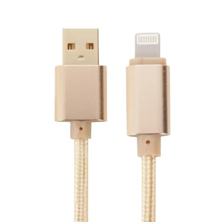 1m Woven Style Metal Head 8 Pin to USB Data Sync Charging Cable for iPhone iPad