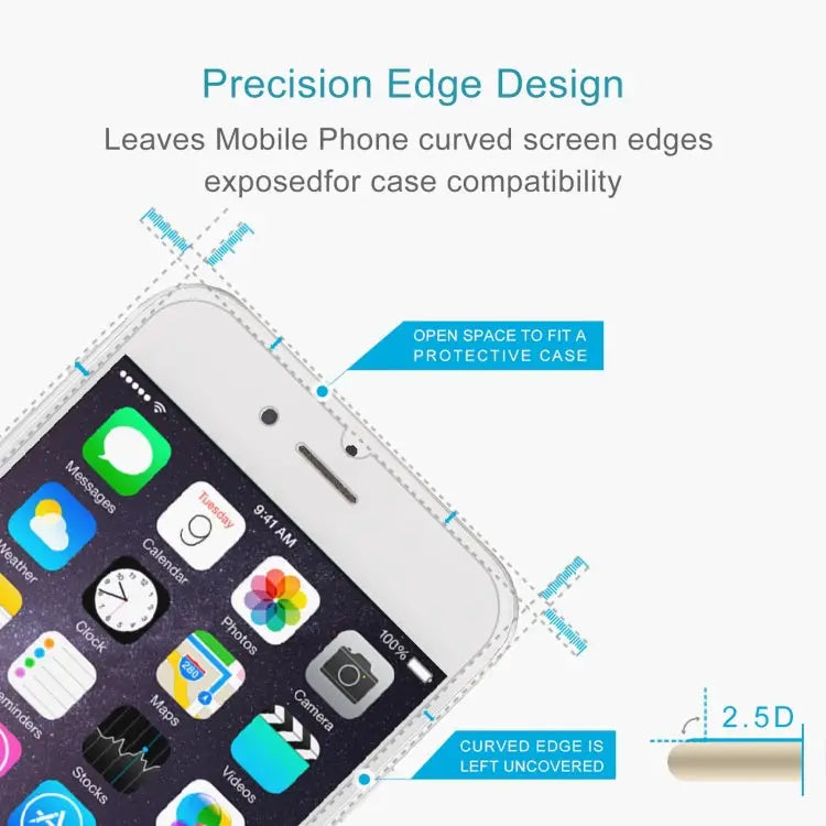 2.5D Non-Full Screen Tempered Glass Film For iPhone 8 / 7 / 6 / 6S - For iPhone 8 / 7 / 6 / 6S(1 PC)