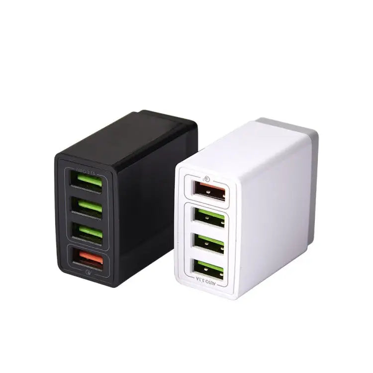 2 in 1 1m USB to 8 Pin Data Cable + 30W QC 3.0 4 USB Interfaces Mobile Phone Tablet PC Universal Quick Charger Travel