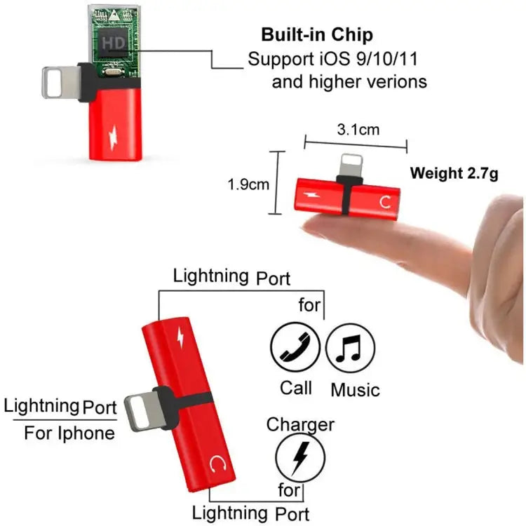 2 in 1 8 Pin 5V 1A Listen Call Audio Converter Earphone Adapter