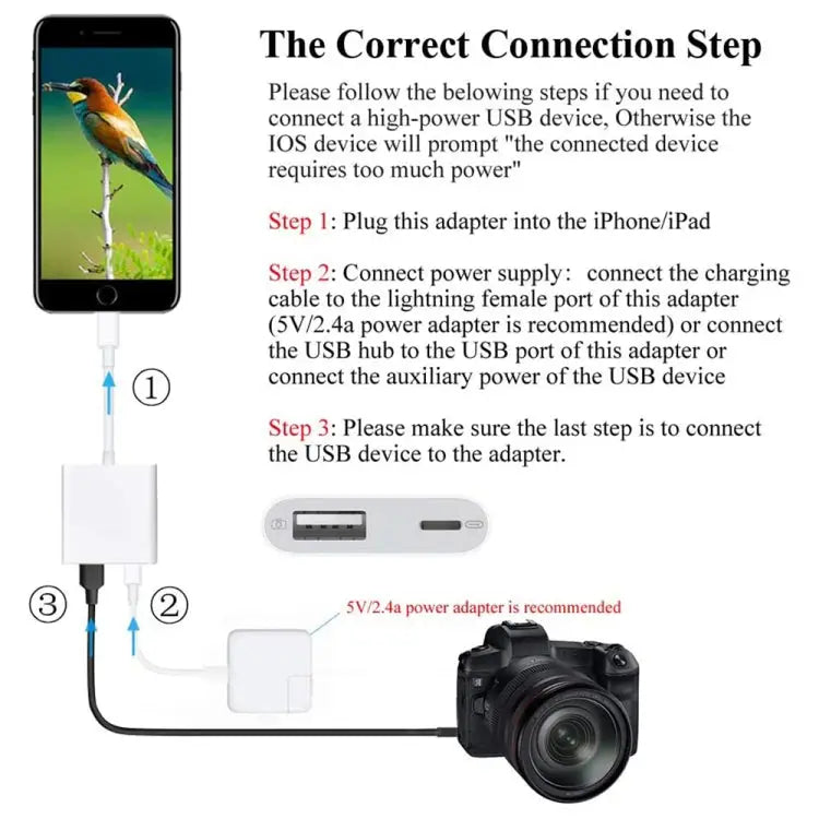2 in 1 8 Pin Male to 8 Pin / USB3.0 Female Camera Adapter 2 in 1 8 Pin to USB Adapter - 2 in 1 8 Pin to USB Adapter