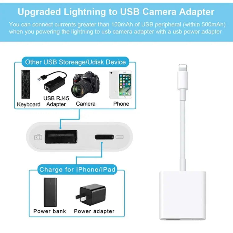 2 in 1 8 Pin Male to 8 Pin / USB3.0 Female Camera Adapter 2 in 1 8 Pin to USB Adapter - 2 in 1 8 Pin to USB Adapter
