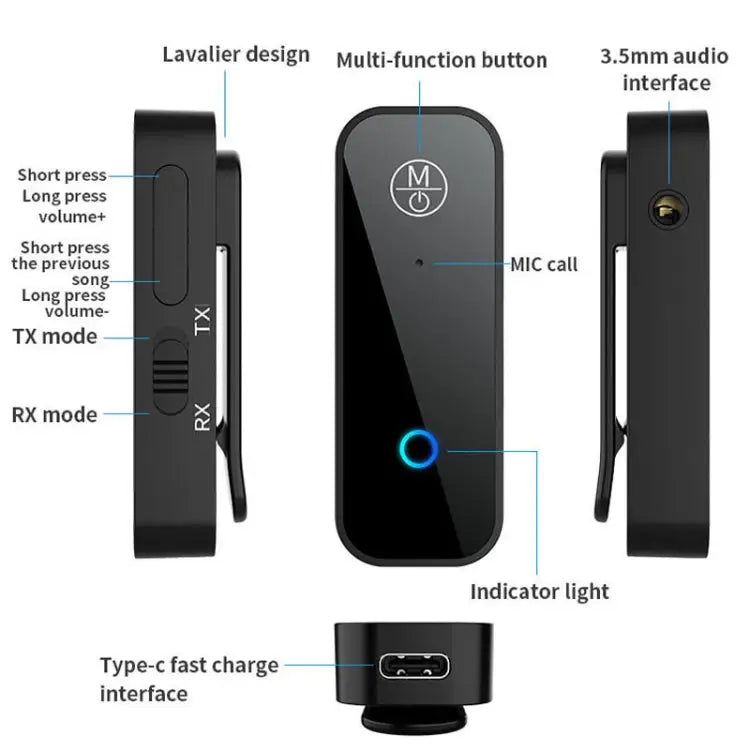 2 In 1 Bluetooth Receiving Transmitter AUX Car Adapter TV Computer Audio Transmitter B28 - B28 - Apple Accessories