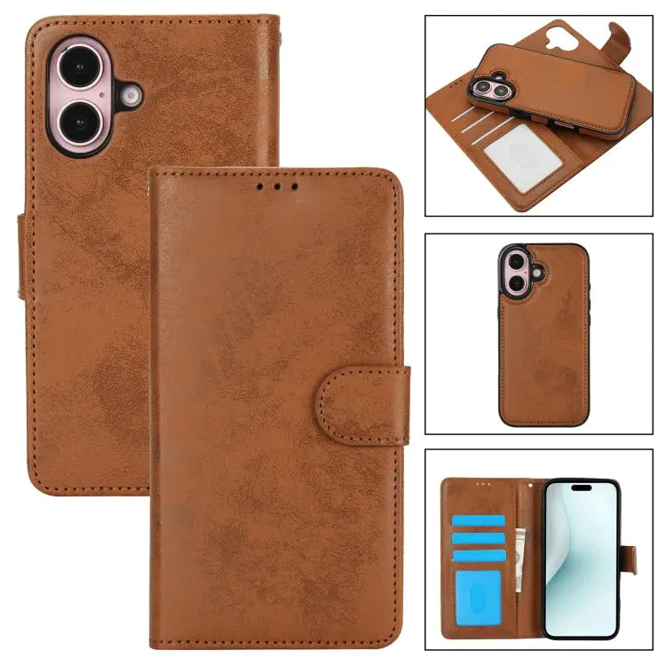 2 in 1 Detachable Phone Leather Case For iPhone 16 Pro Max For iPhone 16 Pro For iPhone 16 Plus For iPhone 16