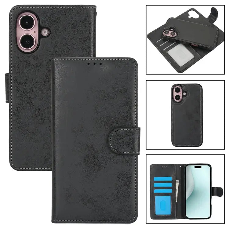 2 in 1 Detachable Phone Leather Case For iPhone 16 Pro Max For iPhone 16 Pro For iPhone 16 Plus For iPhone 16