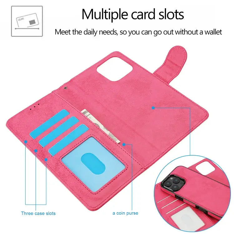 2 in 1 Detachable Phone Leather Case For iPhone 16 Pro Max For iPhone 16 Pro For iPhone 16 Plus For iPhone 16 - Apple