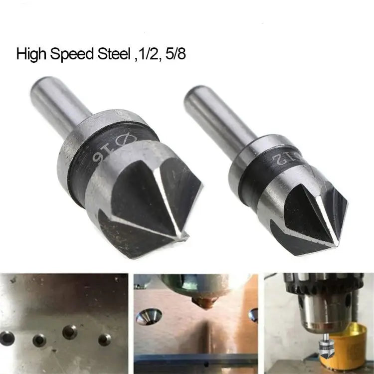 2 In 1 Round Handle 5 Blade Chamfering Woodworking Countersunk Drill Cone Drill 5 Blade - 5 Blade