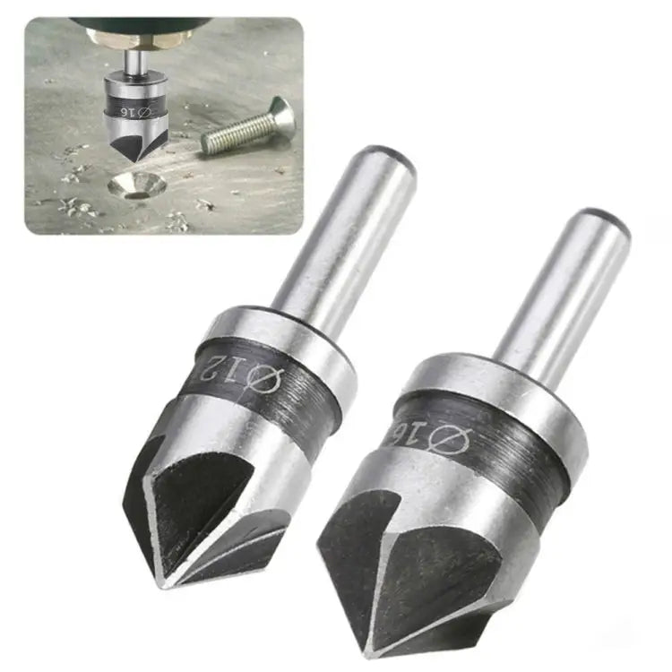 2 In 1 Round Handle 5 Blade Chamfering Woodworking Countersunk Drill Cone Drill 5 Blade - 5 Blade