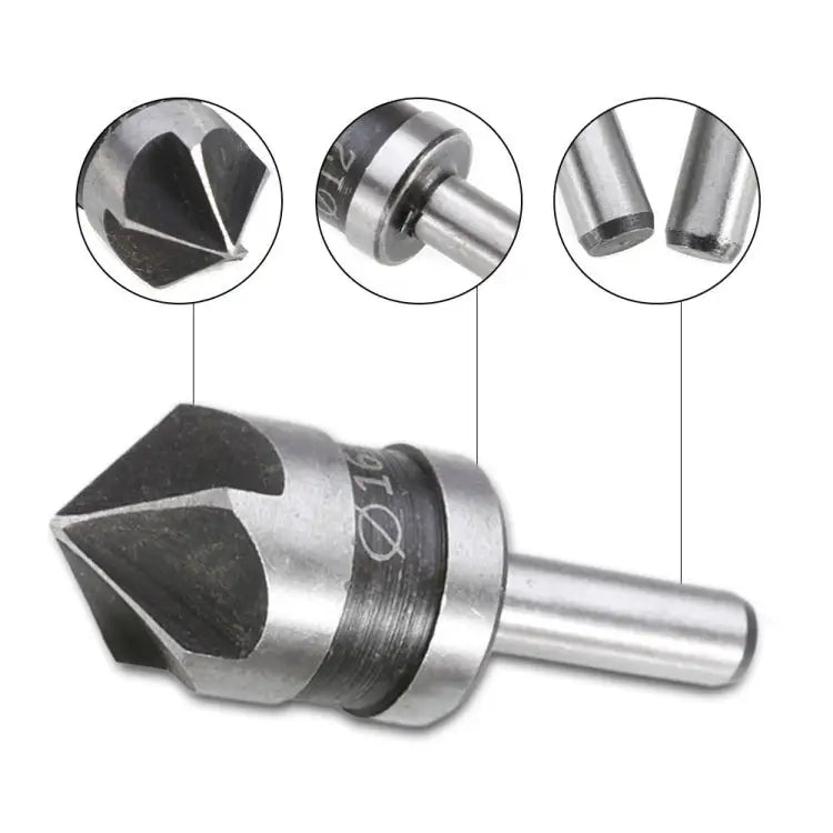 2 In 1 Round Handle 5 Blade Chamfering Woodworking Countersunk Drill Cone Drill 5 Blade - 5 Blade