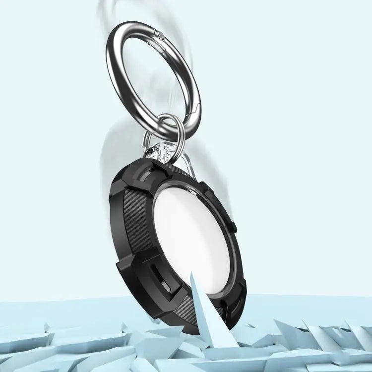 2 in 1 Rugged Anti-scratch Shockproof Carbon Fiber PC Protective Cover Case with Keychain Hook Loop For AirTag - Apple