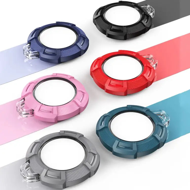 2 in 1 Rugged Anti-scratch Shockproof Carbon Fiber PC Protective Cover Case with Keychain Hook Loop For AirTag - Apple