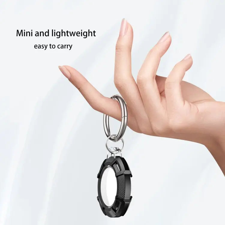 2 in 1 Rugged Anti-scratch Shockproof Carbon Fiber PC Protective Cover Case with Keychain Hook Loop For AirTag - Apple