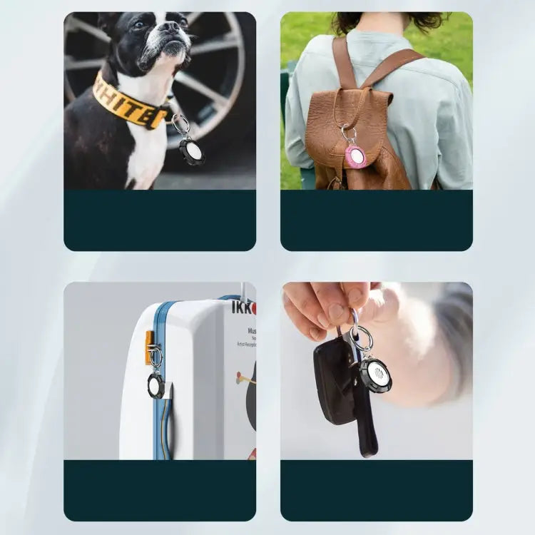 2 in 1 Rugged Anti-scratch Shockproof Carbon Fiber PC Protective Cover Case with Keychain Hook Loop For AirTag - Apple