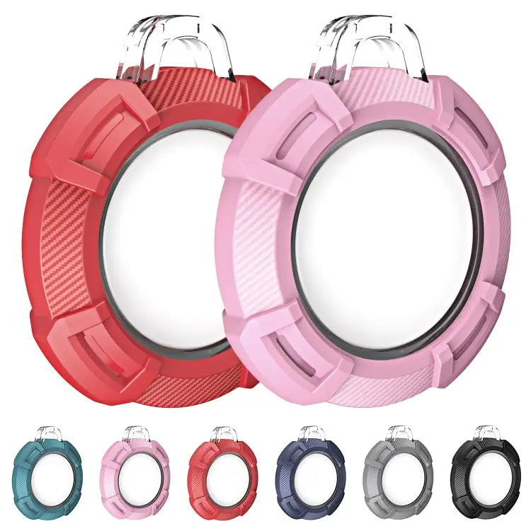 2 in 1 Rugged Anti-scratch Shockproof Carbon Fiber PC Protective Cover Case with Keychain Hook Loop For AirTag - Apple