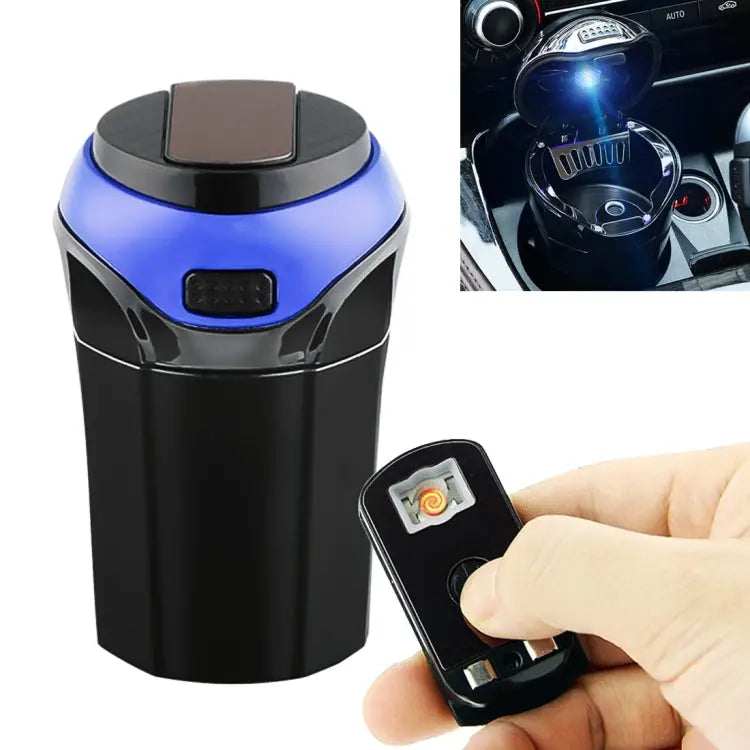 2 in 1 Universal Car Detachable Electronic Cigarette Lighter + Trash Rubbish Bin Ashtray - Blue