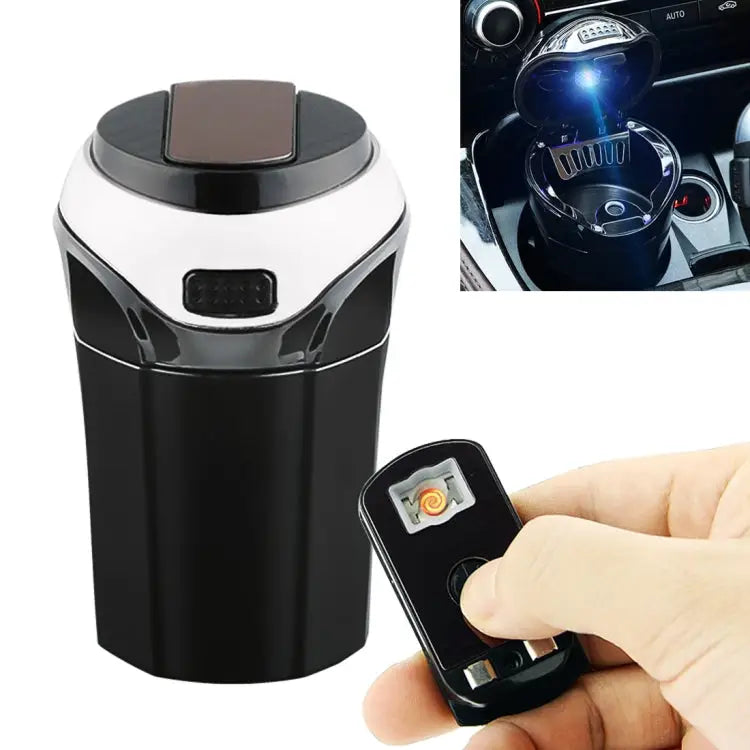 2 in 1 Universal Car Detachable Electronic Cigarette Lighter + Trash Rubbish Bin Ashtray - Silver