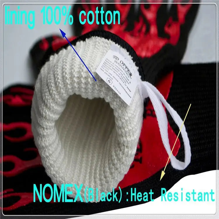 2 Layer Fire Protection Portable Silicone Anti-skidding High Temperature Resistance Cooking Baking Barbecue Gloves