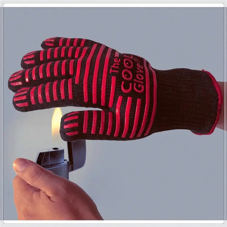 2 Layer Fire Protection Portable Silicone Anti-skidding High Temperature Resistance Cooking Baking Barbecue Gloves