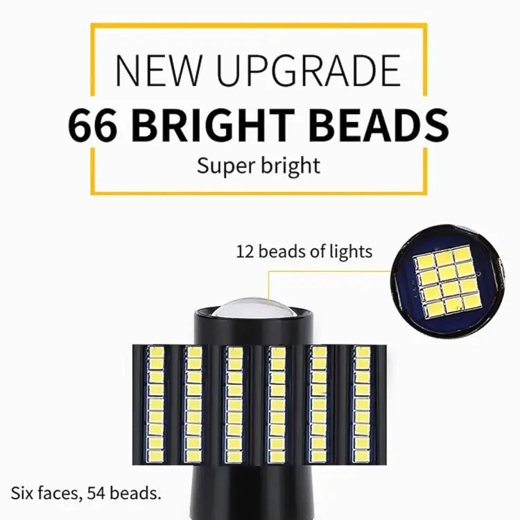 2 PCS 1156 / BA15S DC9-16V / 8.2W / 6000K / 655LM Car Auto Reversing Lights / Turn Light 66LEDs SMD-2016 Lamps 1156